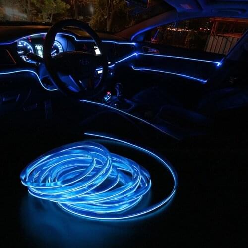 Car DIY LED Light Strip Decoration Lights Neon Lamp Strips Auto Interior Atmosphere Lights Decor 2M Flexible Wire USB Strips