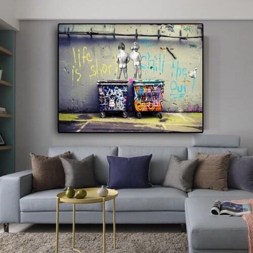 Banksy Street Art "Life Is Short Chill The Duck Out" Posters And Prints Graffiti Canvas Painting Wall Pictures For Home Decor