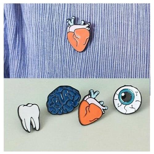 Br079 2018 NEW 4 Styles Fashion Design Eye Tooth Heart Organ Brain Brooches Pin Collar Needle Brooch For Women Jewelry