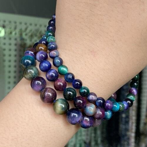 A+ Natural Color Starry Sky Tiger Eye Stone Beads For Jewelry Making Diy Bracelet Necklace 6 8 10mm Round Loose Spacer Gem Beads