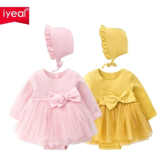 IYEAL Baby Girl Bodysuit Newborn Princess Baby Dress For Girl 1st Birthday Party Wedding Infant Baby Girl Clothes Cotton Baptism