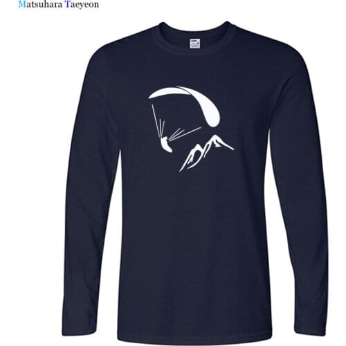 Fun Paraglider Reflective Tshirt Mens Tshirt Autumn Fashion Cool O Neck Long Sleeve Shirt Paraglider Lover Hip Hop T Shirt Men