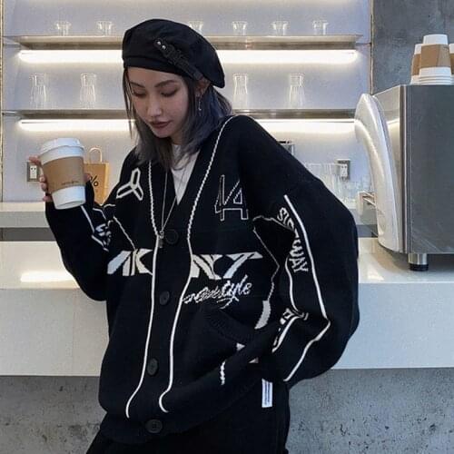 Cardigan for women Autumn Winter y2k Goth sweater Women Long Sleeve Casual Loose Pullover Female Coat Knitted tops Womens coat