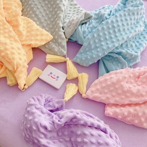 2pc 3D Dot Coral Fleece Pillowcase With Zipper And Tassel Deco Gentle Color Pink Blue Yellow Purple For Kids Adults Pillow Cover