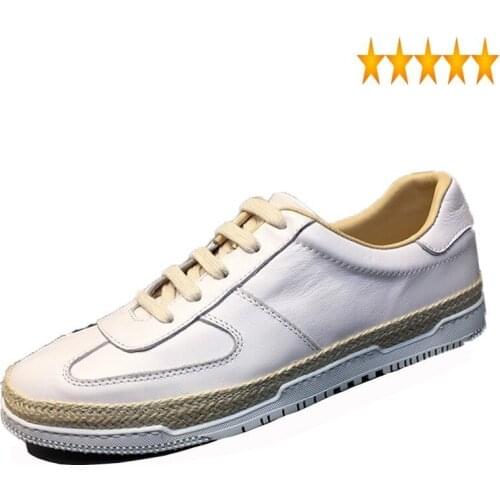 Luxury 2021 New Genuine Brand Leather Shoes Men Korean Fashion Breathable Casual White Black Sneakers Summer Lace Up Footwear