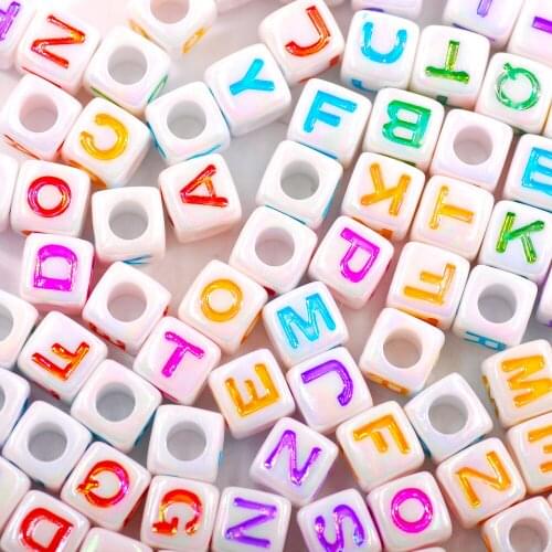Top Quality Handicrafts Tool English Alphabet Square A-Z Acrylic letter Beads 6/7mm Alphabet Enlightenment Toy Beads Wholesale
