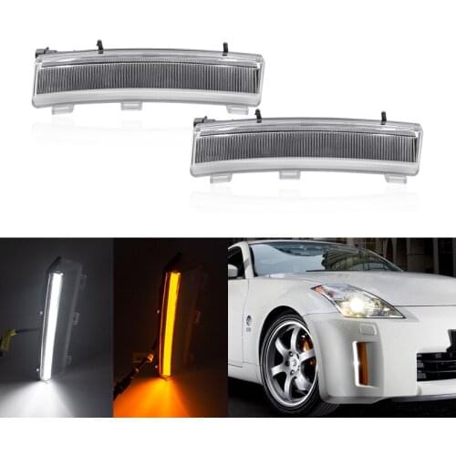 Switchback White Led Front Bumper Reflector Guide DRL Running Light Amber Side Indicators For Nissan 350Z Z33 2006-2009