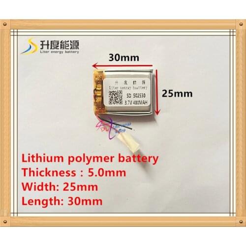 502530 052530 3.7V lithium polymer battery 400MAH MP3 MP4 MP5 Audio Speakers Bluetooth headset battery