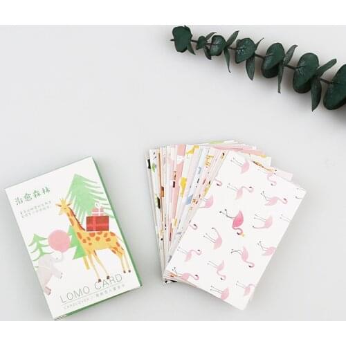 28pcs Lomo Small Message Card Writable Colorful Ainmal Bookmark Journal Room Wall Decoration Greeting Paper Stationery Gift