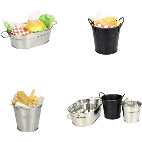 Stainless Steel Mini Snack Buckets Barrel Icing Bucket French Fries Tin Pails for Wedding Birthday Party Decor
