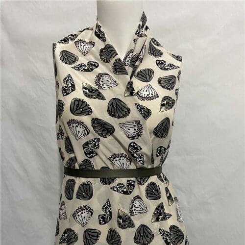 Fashion design print beige 100% pure silk crepe de chine silk fabric 140cm width,SCDC1266