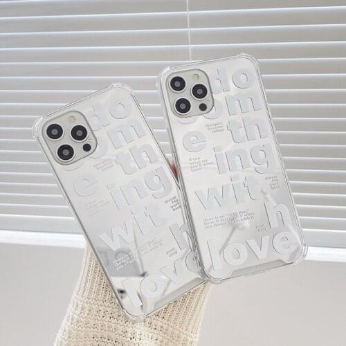 INS Fashion Mirror Letter Silicone Phone Case For iPhone 12 Mini 11 Pro Max XS XR 12Pro SE 2020 7 8 Plus X Simple Soft TPU Cover