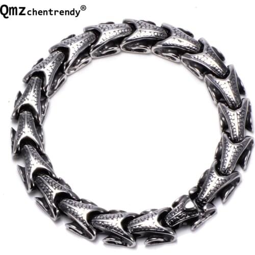 Hip Hop Stainless Steel Dragon Bone Grain Bracelets Men New Arrival Personality Keel Snake Bracelets & Bangles For Man Bangles