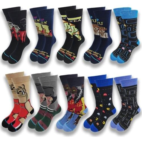 New Anime Gamers Cartoon and Michel Jackson Cotton Socks for Men and Women Street Style Skate Hip Hop Streetwear