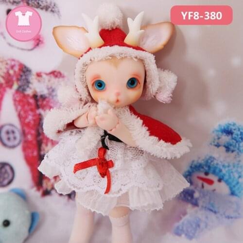 BJD Clothes 1/8 Doll Body Cute Mini Dress Suit Beautiful Girl Christmas Deer Outfit Doll Accessories luodoll