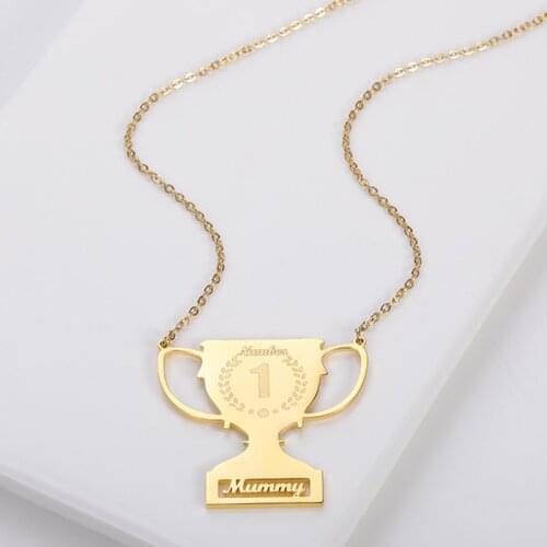 Personalized Custom Championship Stainless Steel Nameplate Trophy Mascot Family Decoration Sport Gifts Jewelry Office Decoration