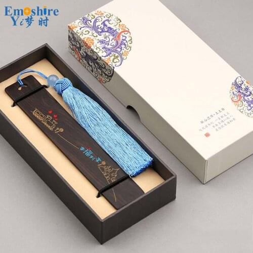 Handmade Gifts Stationery Happy Train Bookmarks Ebony Wood Bookmarks Gift Box Creative Custom Lettering M081