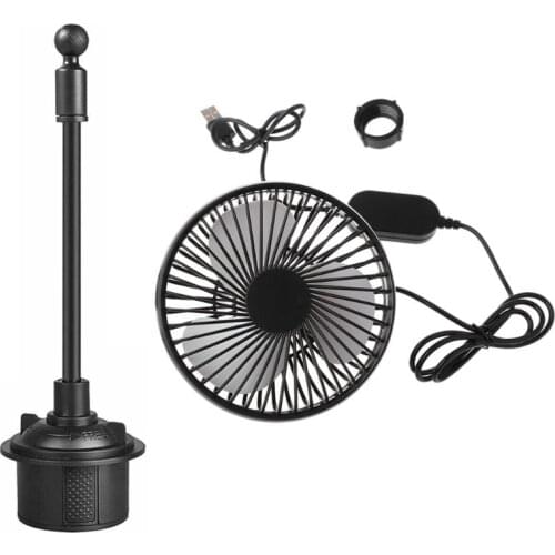 5Inch Car Cup Holder Fan 5V Universal Adjustable Gooseneck Large Wind Three Speed Control Car USB Fan for SUV Truck Boat