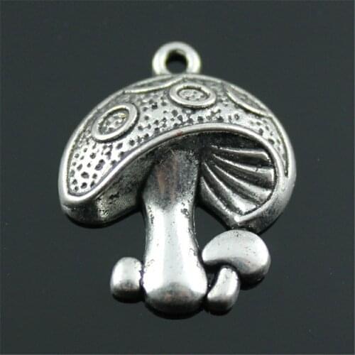 10pcs/lot 22x18mm Mushroom Charms Pendant For Jewelry Making Antique Silver Color Alloy Charms