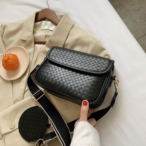 Retro Popular Small Bag Female Bag 2021 New Trendy Fashion Messenger Bag Wild Insfamous Woven Single Shoulder Small Square Bag