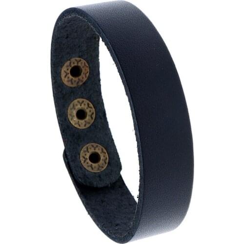 Vintage Retro Casual Geunine Leather Cuff Bracelet Simple Charm Black Brown Wristband Bangle for Fashion Biker Women Men Jewelry