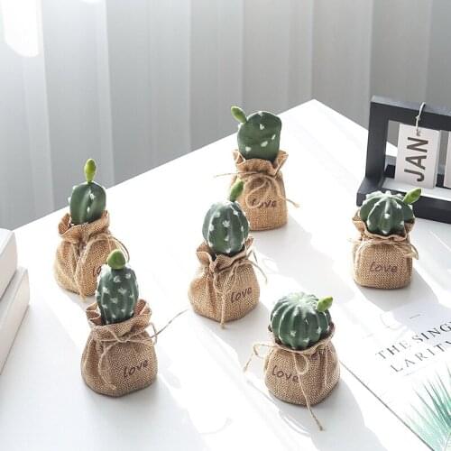 Nordic Artificial Cactus Resin Figurines Cactus Miniature Decorative Living Room Office Home Decoration Accessories