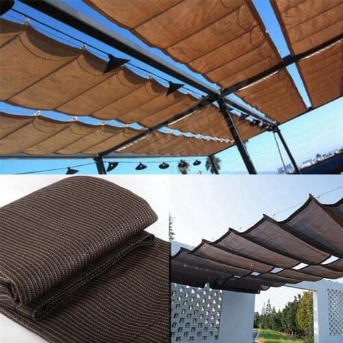Thicken Coffee Brown Color Telescopic Wave Sunshade Net Home Courtyard Pavilion Sun Sails Sun Room Canopy Cloth Sun Shade Nets