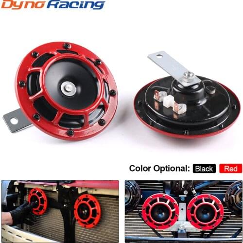 2pcs 12V 115dB Hella Super Loud Compact Electric Blast Tone Air Horn Kit For Motorcycle Car Red/Black