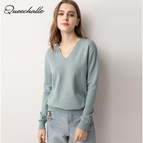 10 Colors Women Sweater Autumn Solid V-neck Knitted Pullover Long Sleeve Elastic Knitting Sweater Pullovers Casual Female Tops