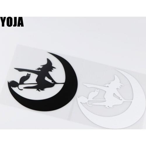YOJA 15X15.1CM Lovely Cartoon Car Sticker Vinyl Decal Girls And Cats Under The Moon ZT2-0120