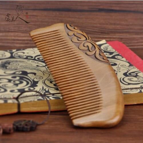 High qualityCherry wood comb wood natural wood carved lettering gift ebony comb anti-static bag comb AR288