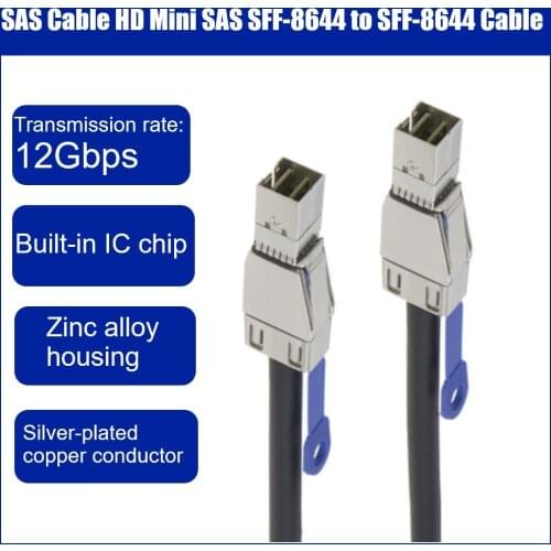 12Gbps High Speed SAS Cable HD Mini SAS SFF 8644 to Mini SAS SFF 8644 Cable 1/2/3/5m Server Data Cable