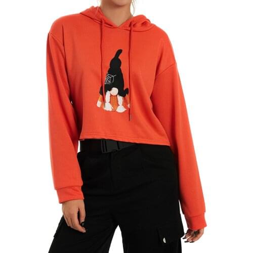 Womens Cute Gnome Print Hoodies Fashion Long Sleeve Drawstring Loose Sweatshirts