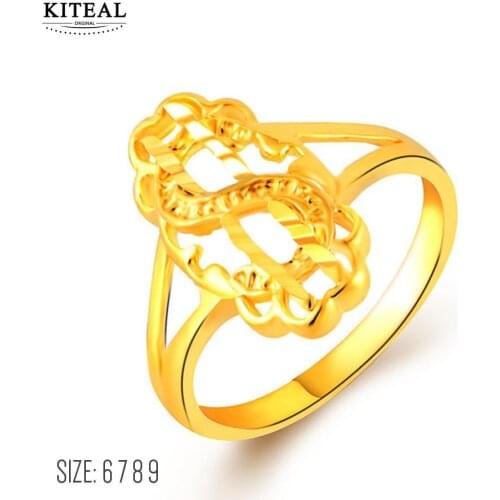 KITEAL Fashion Design pure gold color rings for women dollar shape wedding finger ring size 6 7 8 9 personality aneis sport