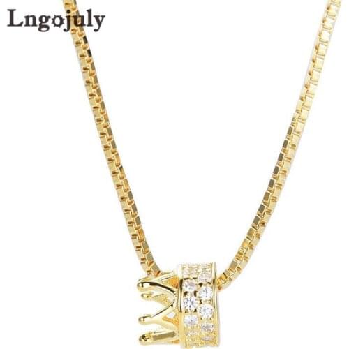925 Sterling Silver Women Necklaces Fine Jewelry YellowGold Crown Pendant Necklaces For Women Wedding Party Silver 925 Jewelry