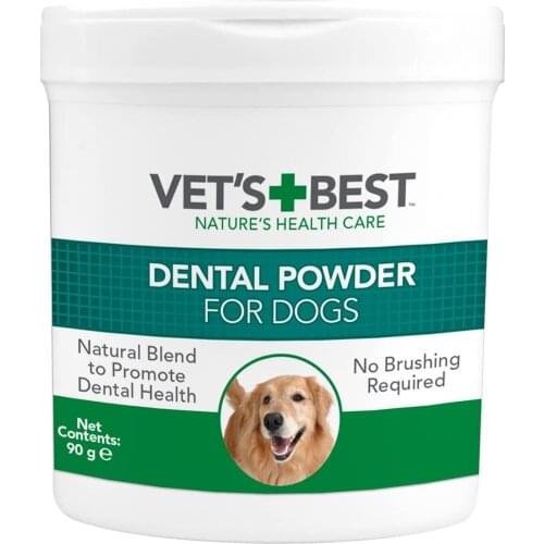 Vets Best Natural Dental Powder for Dogs Clean Teeth and Fresh Breath 90g
