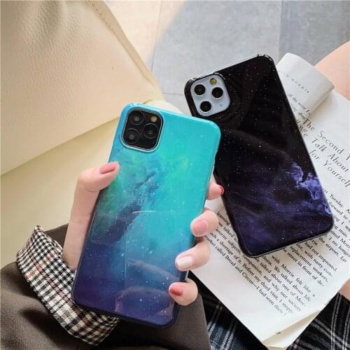Star Sky Nature Pattern Phone Case for iPhone 12 Case Starry Night Glitter Case for iPhone 7 12 Pro Max 11 Pro 8 7Plus XR XS Max