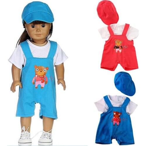 1 set cotton suit clothes for doll girl doll clothes pants hat set for 18" 45cm doll suit set