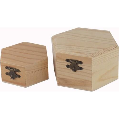 1Pc New Fashion Simple Portable Hexagonal Shaped Wooden Storage Box Jewelry Wedding Gift Box Holder Jewelry Display