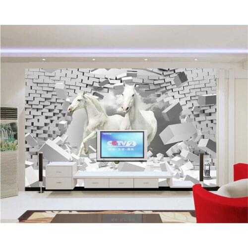 Beibehang Custom Home Background 3D Wallpaper Horse 3d creative space decoration TV wallpaper for walls 3 d papel de parede