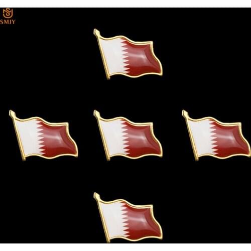 5PCS 2019 Asian Collectible Emblem Badge Qatar Waving Red/White Flag Brooch Tie Lapel Men/Women Applicable Safety Buckle Pin