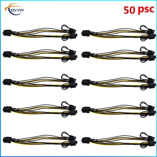 50pcs COVYIV PCIE 6 Pin to Dual 8 6+2 Pin PCI Express Graphic Video Card Adapter Power Supply Splitter Cable For Mining riser