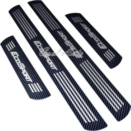 For Ford EcoSport Accessory 2021 2020-2013 Ultrathin Stainless Carbon Car Door Sill Kick Scuff Plate Protectors Trim Cover Guard
