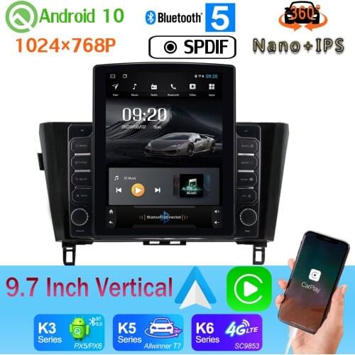 9.7" Vertical Style Car Media GPS Android 10.0 360 Camera Radio For Nissan X Trail X-Trail 2013-2019 Qashqai 2016-2019 PX6 4+64G