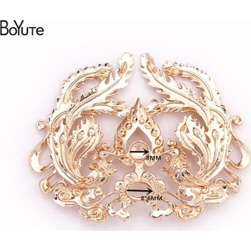 BoYuTe (5 Pieces/Lot) Metal Alloy 78*61MM Phoenix Materials Hand Made DIY Retro Court Hair Jewelry Accessories