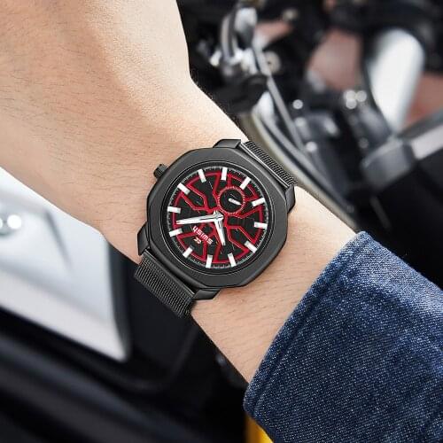 Fashion Black Steel Watches Men Top Brand Luxury Ultra-thin Octagonal Quartz Wristwatches Mens Leisure Clock Relogio Masculino