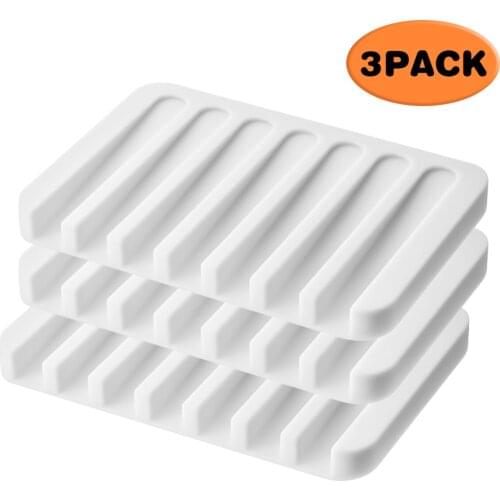 3PCS Silicone Soap Dish Soap Saver Waterfall Anti-Slip Design Soap Holder for Shower Kitchen Bathroom Easy Cleaning Flexible