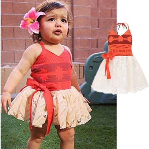 Kids Infant Halloween Christmas Cosplay Moana Costume Girls Summer Halter Dress Children Baby Clothes Carnival Birthday Attire