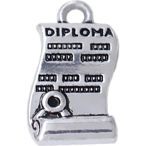 Eco Friendly Zinc Alloy Metal Craft For Bracelets DIY Graduate Diploma Dangle Charms Pendants Cheap Wholesale Factory Fashion