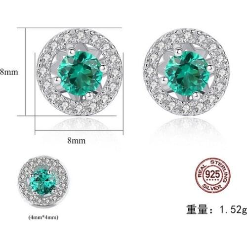 HOT Sell Popular S925 Silver Korean version disc silver color treasure Crystal 3A zircon ruby sapphire Earrings